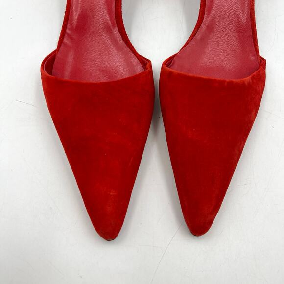 Khaite Seville Suede d’Orsay Heels Red Pointy Toe Kitten - Picture 2 of 14